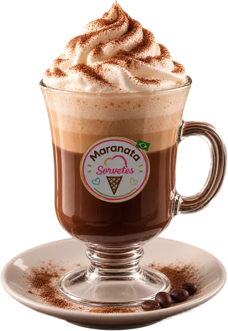Cappuccino da Maranata com chantilly e cacau